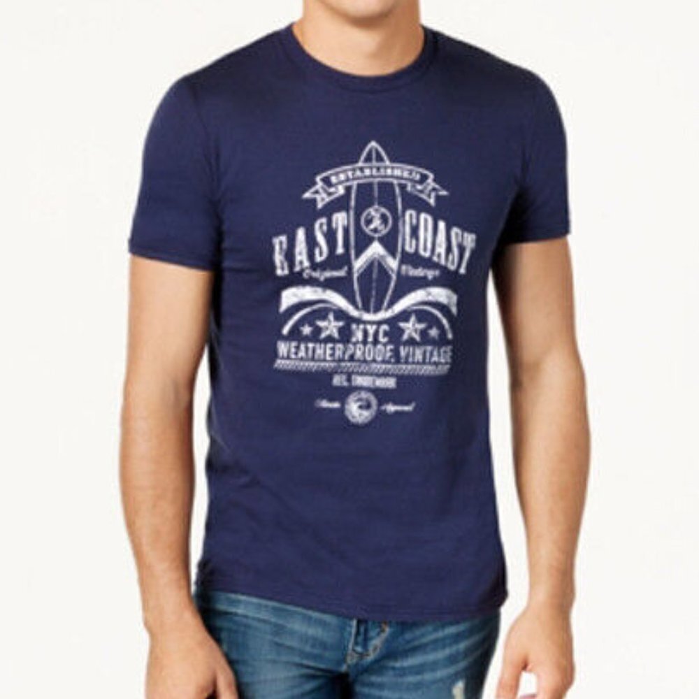 Weatherproof Vintage Navy Blue East Coast Logo-Print Crew Neck T-Shirt XL